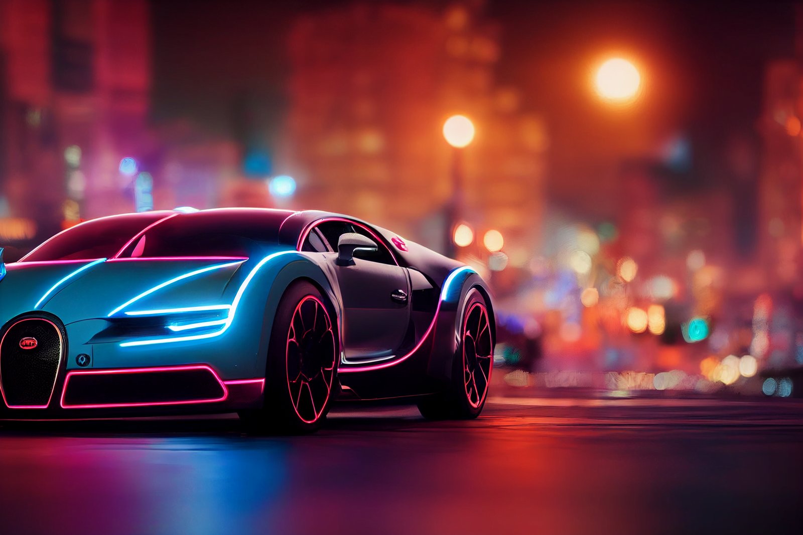 Neon Bugatti Study